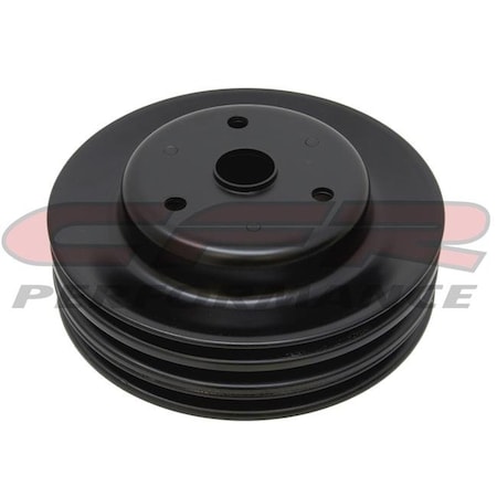 Cfr Performance CFR HZ-9608-PBK 1969-85 Chevy Small Block Black Steel Crankshaft Pulley - Long 3 Groove HZ-9608-PBK